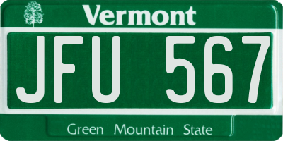 VT license plate JFU567