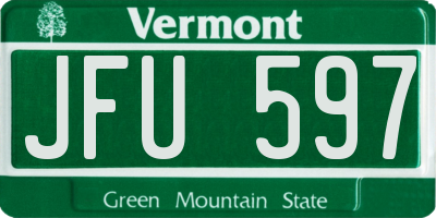 VT license plate JFU597