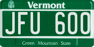 VT license plate JFU600