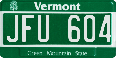 VT license plate JFU604