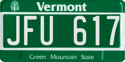 VT license plate JFU617
