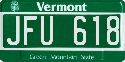 VT license plate JFU618