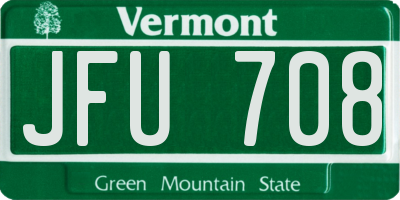 VT license plate JFU708