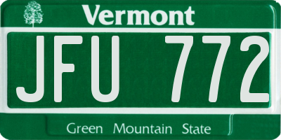 VT license plate JFU772