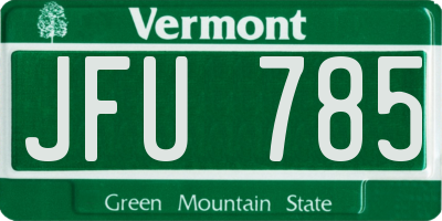 VT license plate JFU785