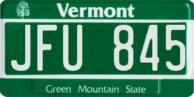 VT license plate JFU845