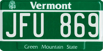 VT license plate JFU869