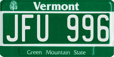 VT license plate JFU996