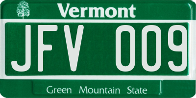 VT license plate JFV009