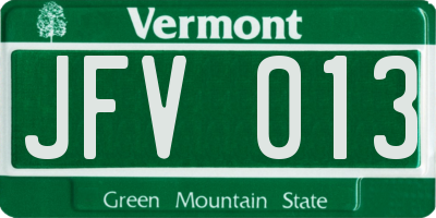 VT license plate JFV013