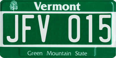 VT license plate JFV015