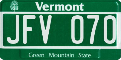 VT license plate JFV070