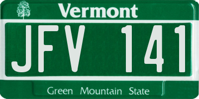 VT license plate JFV141