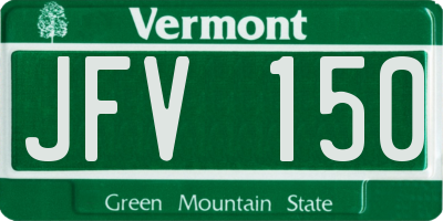 VT license plate JFV150