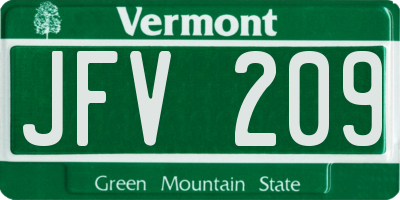 VT license plate JFV209