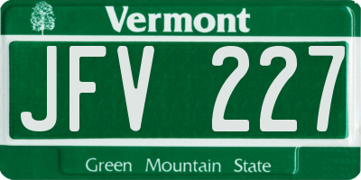 VT license plate JFV227
