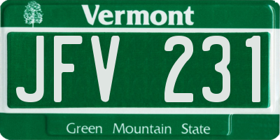 VT license plate JFV231