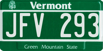 VT license plate JFV293