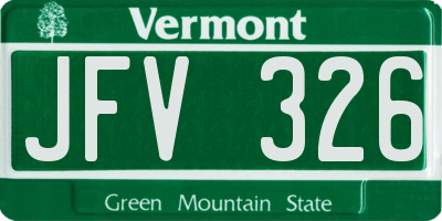 VT license plate JFV326