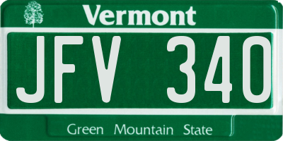 VT license plate JFV340