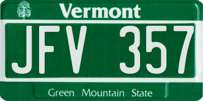 VT license plate JFV357