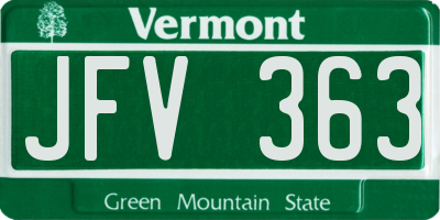VT license plate JFV363
