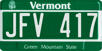 VT license plate JFV417