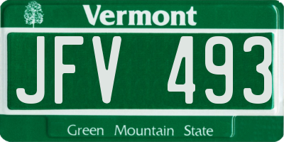 VT license plate JFV493
