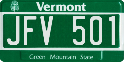 VT license plate JFV501