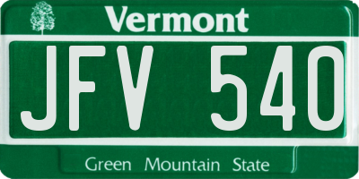 VT license plate JFV540