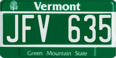 VT license plate JFV635