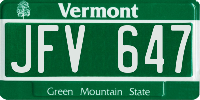 VT license plate JFV647