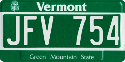 VT license plate JFV754