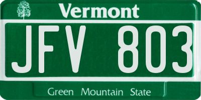 VT license plate JFV803