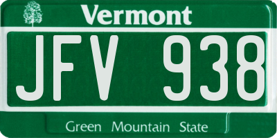 VT license plate JFV938