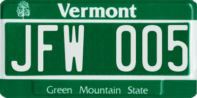 VT license plate JFW005