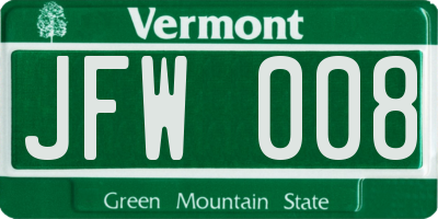 VT license plate JFW008