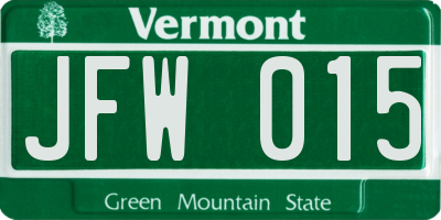 VT license plate JFW015