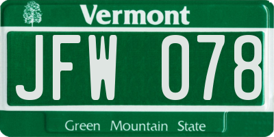 VT license plate JFW078