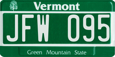 VT license plate JFW095