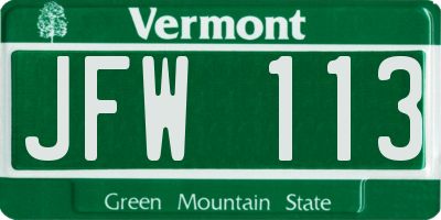 VT license plate JFW113