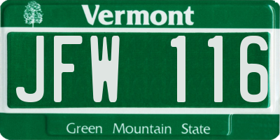 VT license plate JFW116