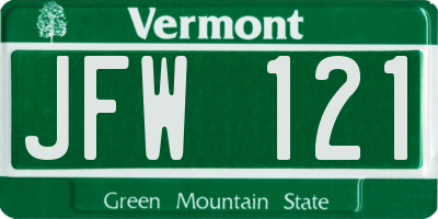 VT license plate JFW121