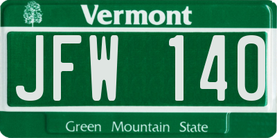VT license plate JFW140