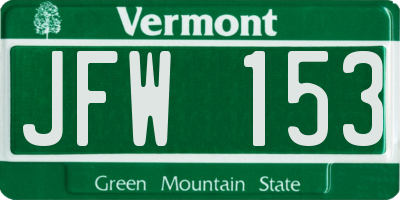 VT license plate JFW153