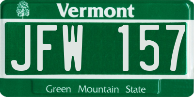 VT license plate JFW157