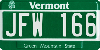 VT license plate JFW166