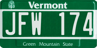VT license plate JFW174