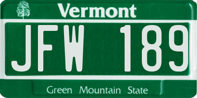 VT license plate JFW189