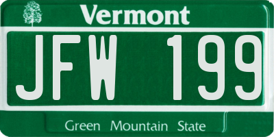 VT license plate JFW199